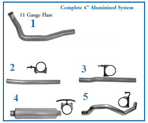 1999 - 2003 Ford F450/F550 Series 7.3L (Power Stroke) Complete 4&rdquo; System